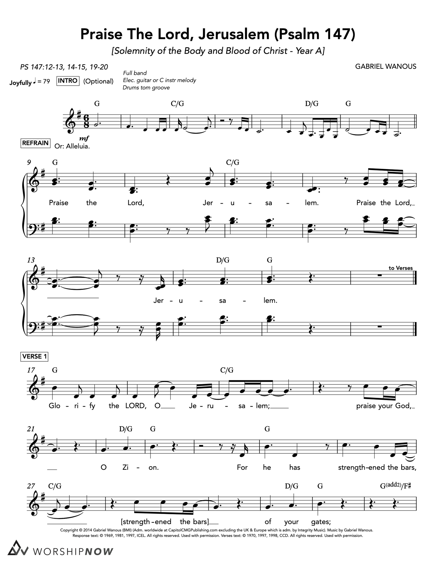 Praise The Lord, Jerusalem (Psalm 147) [Corpus Christi | Year A] (Wanous)