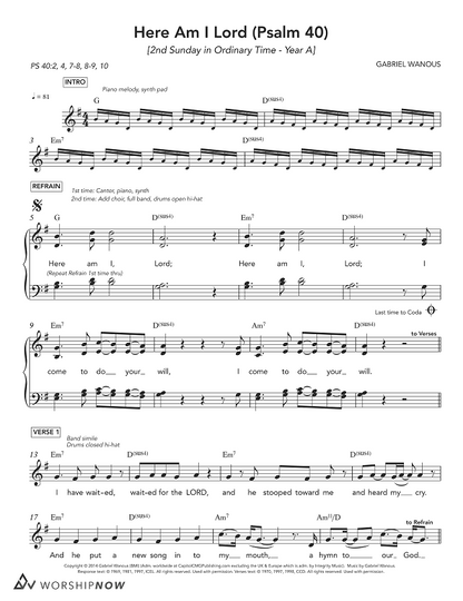 Here Am I Lord (Psalm 40) [2nd Sunday in Ordinary Time | Year A]