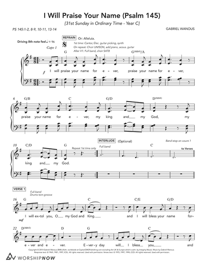 I Will Praise Your Name (Psalm 145) [31st Sunday in Ordinary Time | Year C]