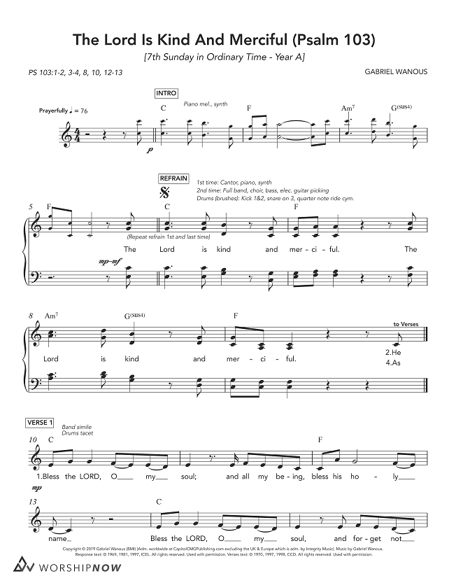 Merciful One The Lord Is Kind And Merciful (Psalm 103) [7th Sunday in Ordinary Time ...